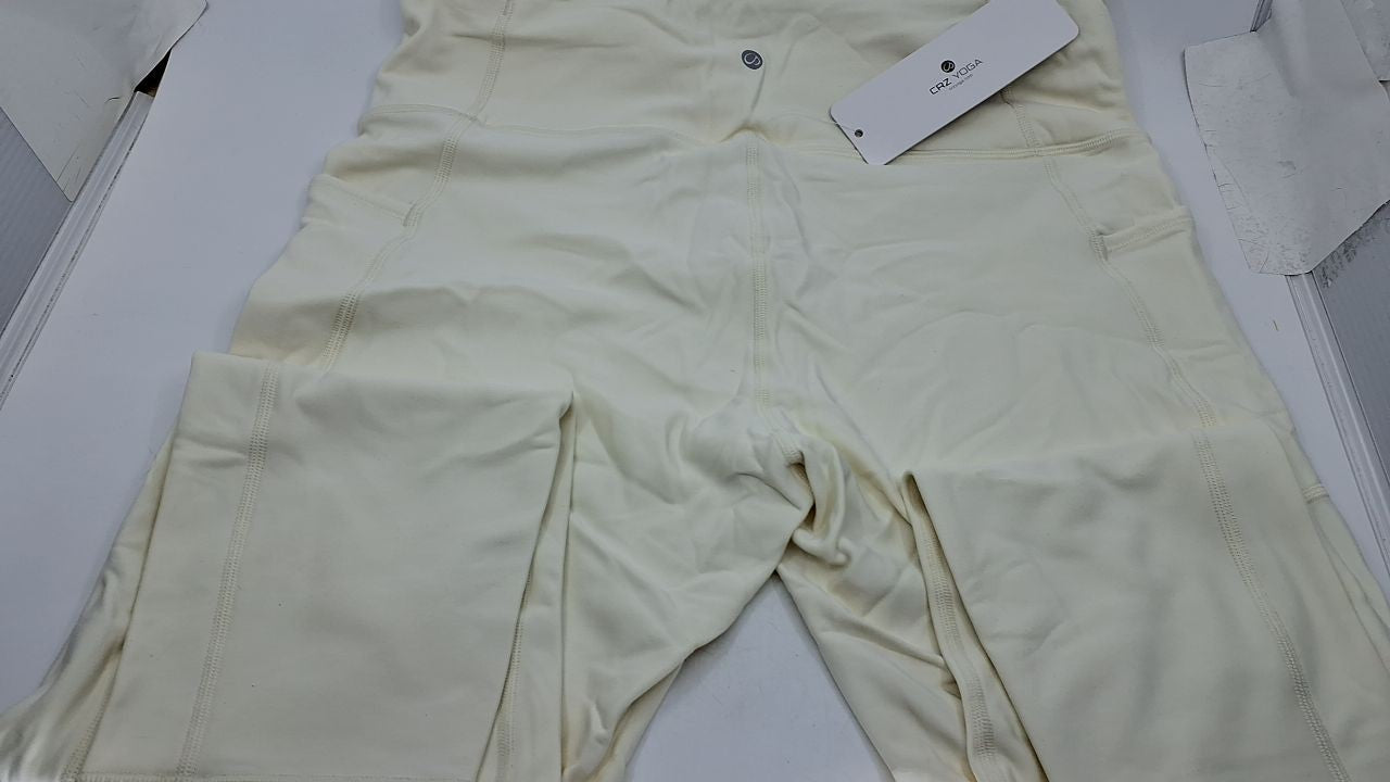 CRZ YOGA Thermal Fleece Lined Leggings 25'' Pockets X-Large White Apricot