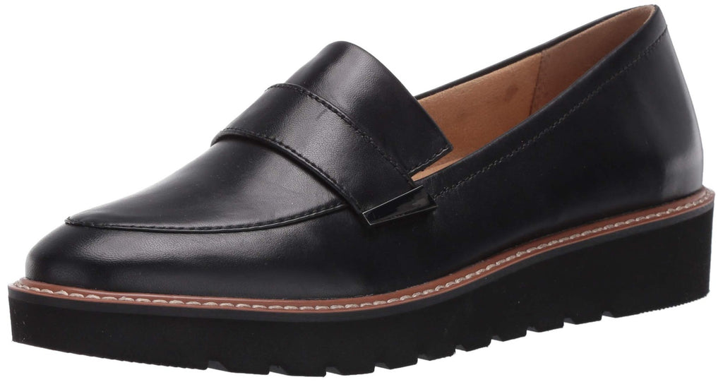 Naturalizer Womens Adaline Slip On Lightweight Loafer ,Black Leather, 8M