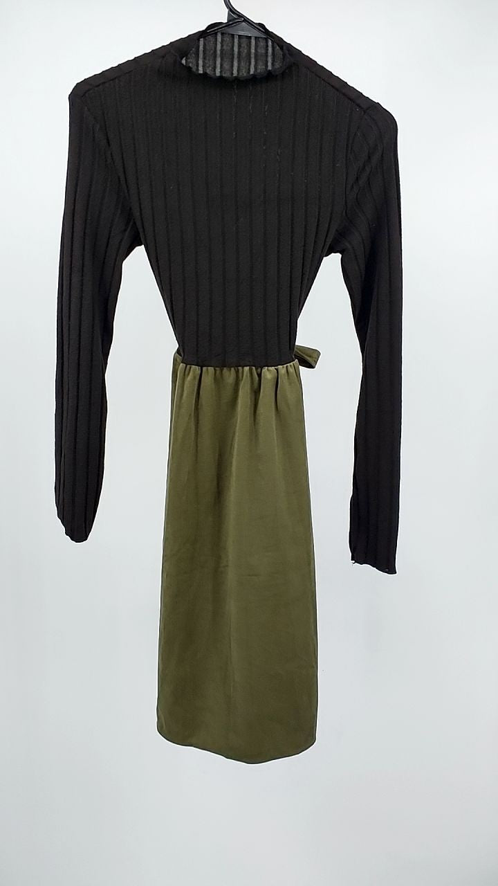 Ribbed Tie Waist A-Line Dress