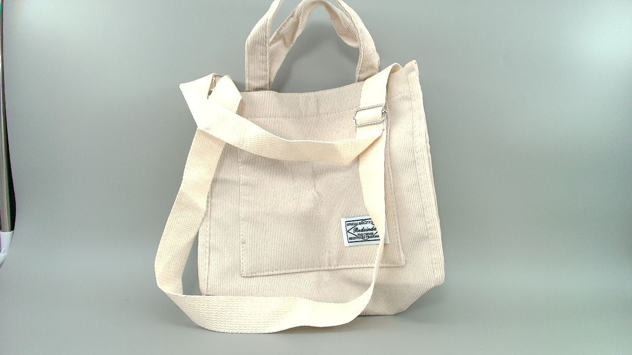 REDSINDA Aesthetic Corduroy Tote Bag Small Vintage Women Crossbody Bag (Beige)