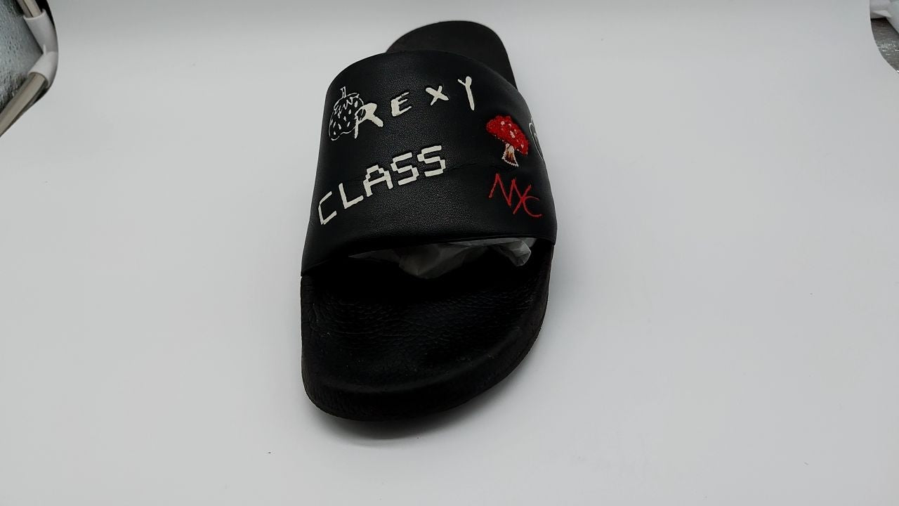 Coach Men's Slide Sandal with Sketch Print Platform, Charcoal/Black, 11