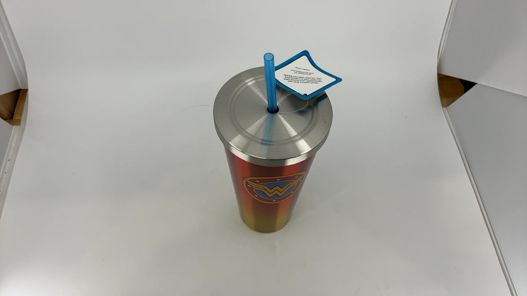 DC Comics Wonder Woman Tumbler 24oz - Stainless Steel Travel Cup w/ Straw