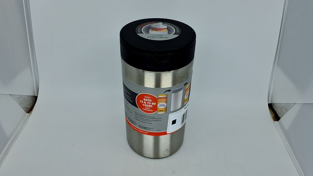 Spectrum Satin Nickel Wipes Container w/ Push Button Dispenser