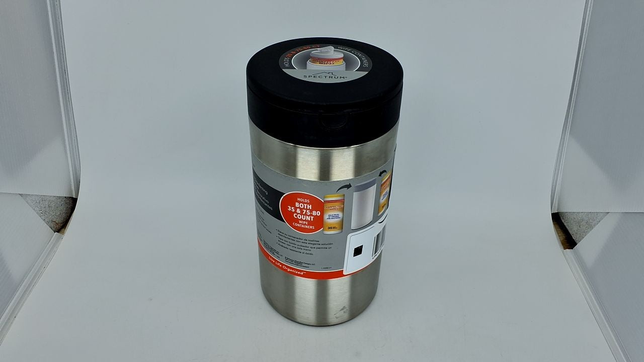 Spectrum Satin Nickel Wipes Container w/ Push Button Dispenser