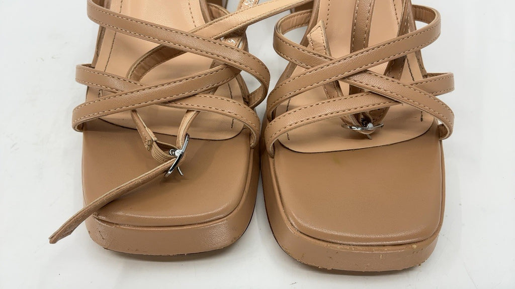 Women’s Nude Chunky Heels Size 8 Ankle Strap Platform Sandals