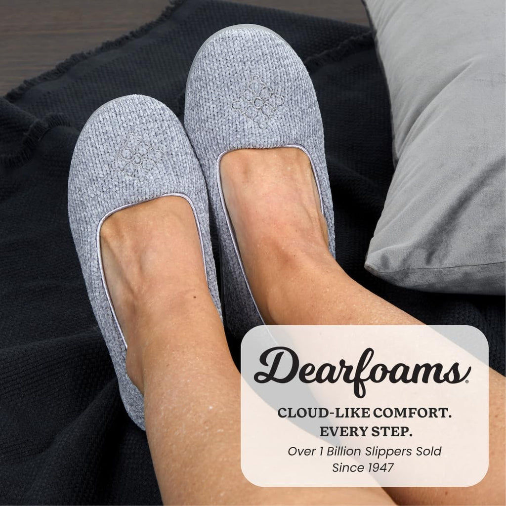Dearfoams Women's Lightweight Closed Back Slipper, Wide Width, Sleet, 9-10
