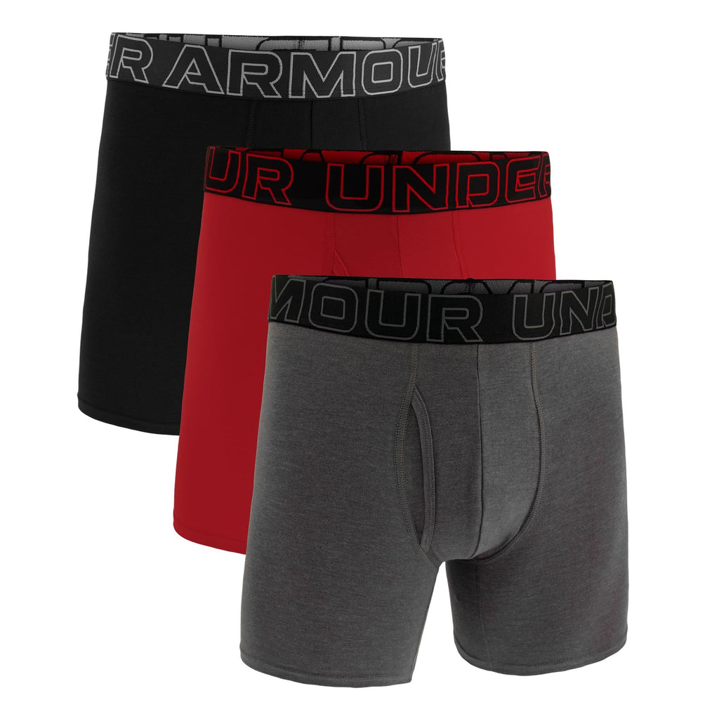 Performance Cotton Boxers 3-Pack, 6in, Castlerock Heather, Under Armour, MD