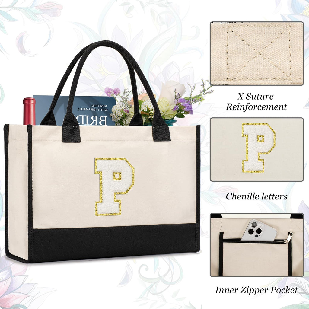 Personalized Tote Bag for Women, White, 17.3x8.6x12.2 In, Birthday Gift