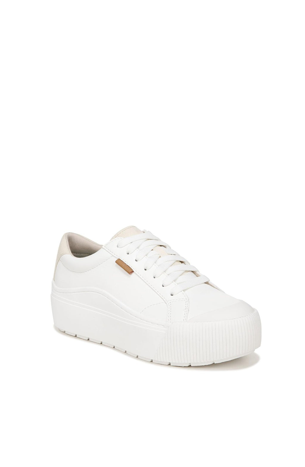 Dr Scholls Womens White Smooth Platform Lace Up Time Off Max Sneaker, 10M