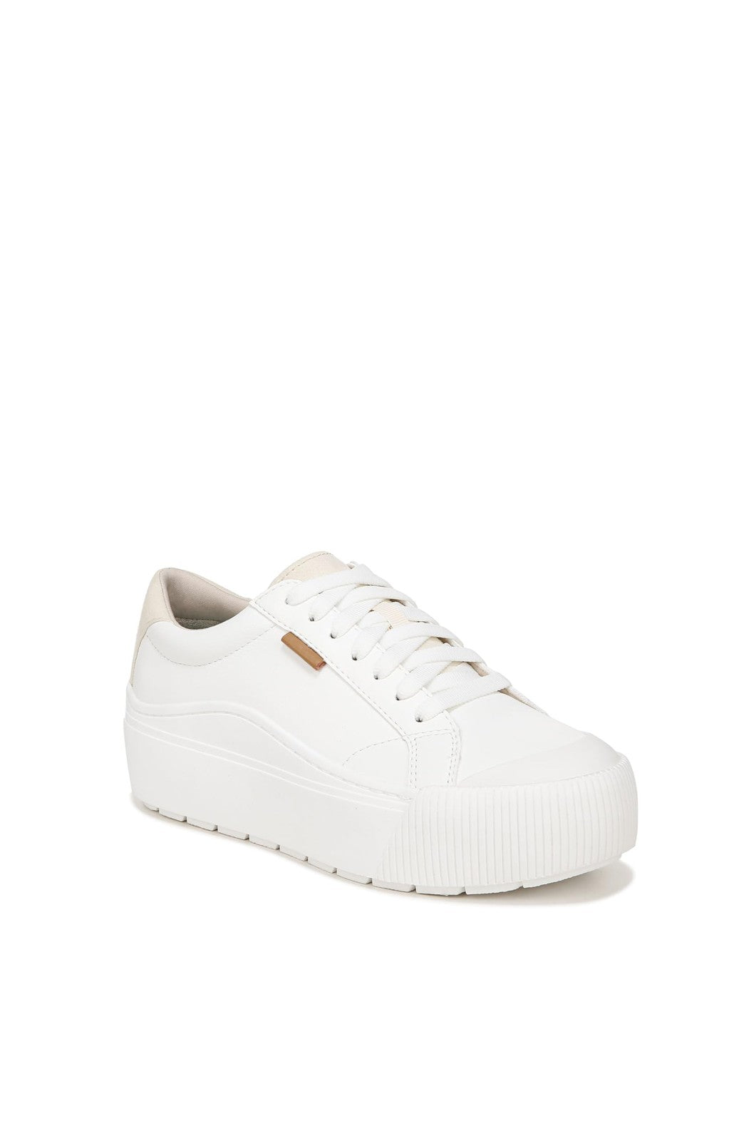 Dr Scholls Womens White Smooth Platform Lace Up Time Off Max Sneaker, 10M