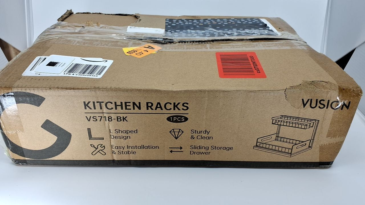 2-Tier Under Sink Organizer Pull Out Shelf Black