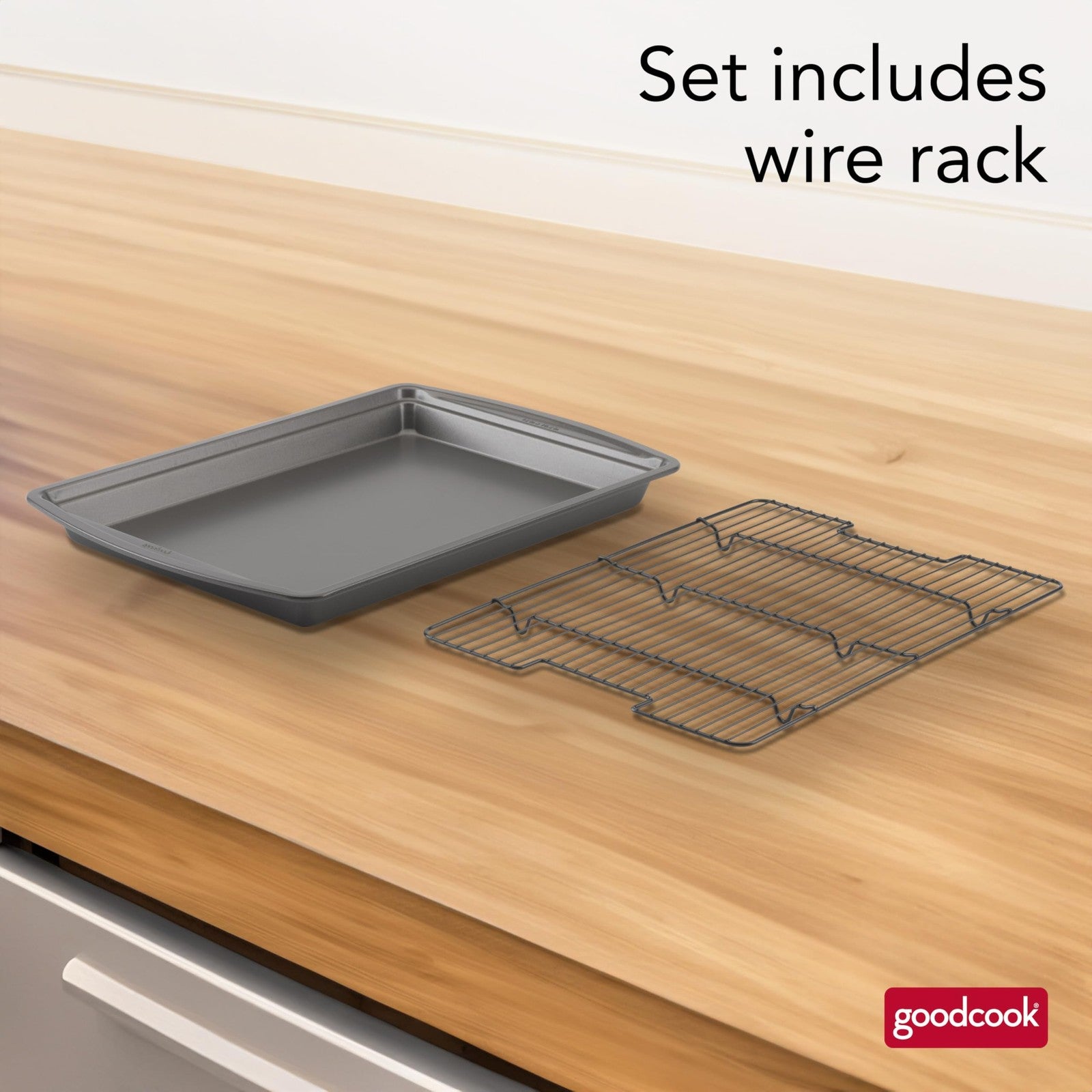 15x10.5 Nonstick Baking Pan w/ Wire Rack - Dishwasher Safe