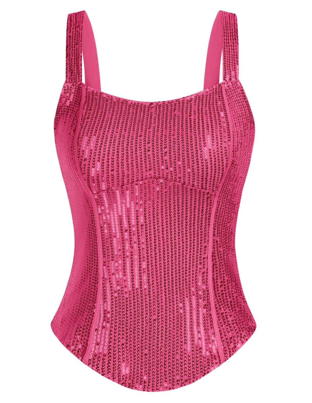 Women’s Slim Corset Tank Top Rose Red Sequin Sleeveless M