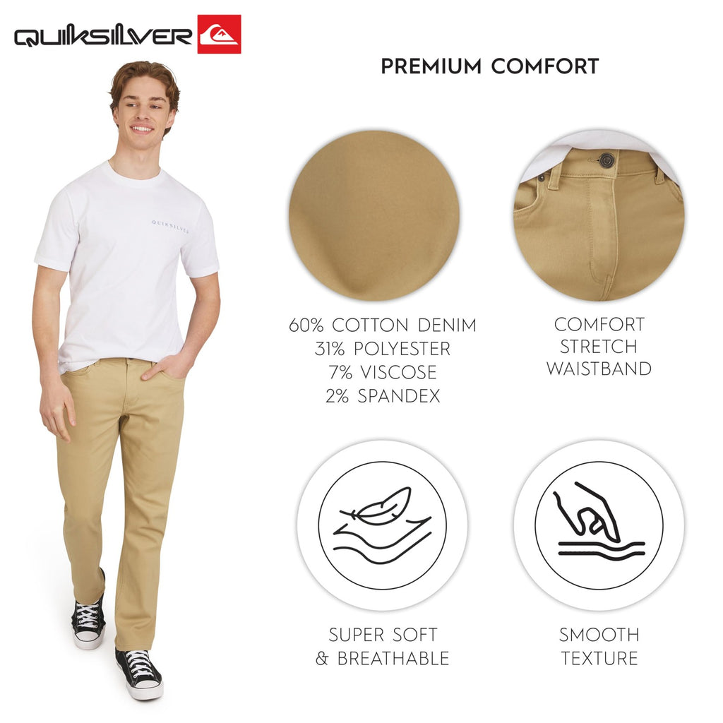 Men's Stretch Fit Chino Pants, Quiksilver, Vintage Khaki, 32W x 32L