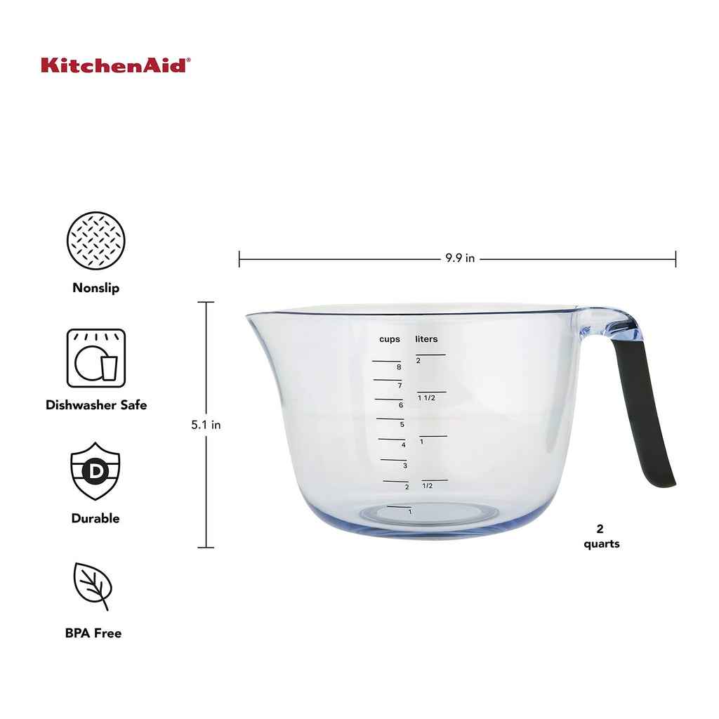 KitchenAid Universal Plastic Batter Bowl, 8-Cup, Onyx Black