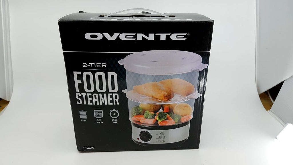 2-Tier Electric Food Steamer, 5 Qt, Auto Shutoff, Stainless Steel, Silver