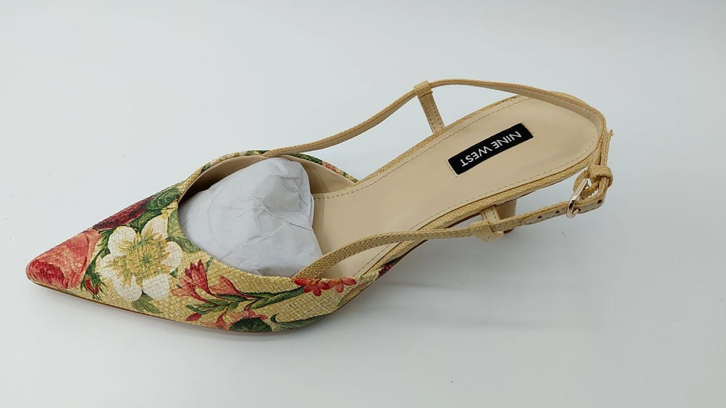 Nine West Women's Rhonda Pump, Natural Vintage Floral Multi 140, 10