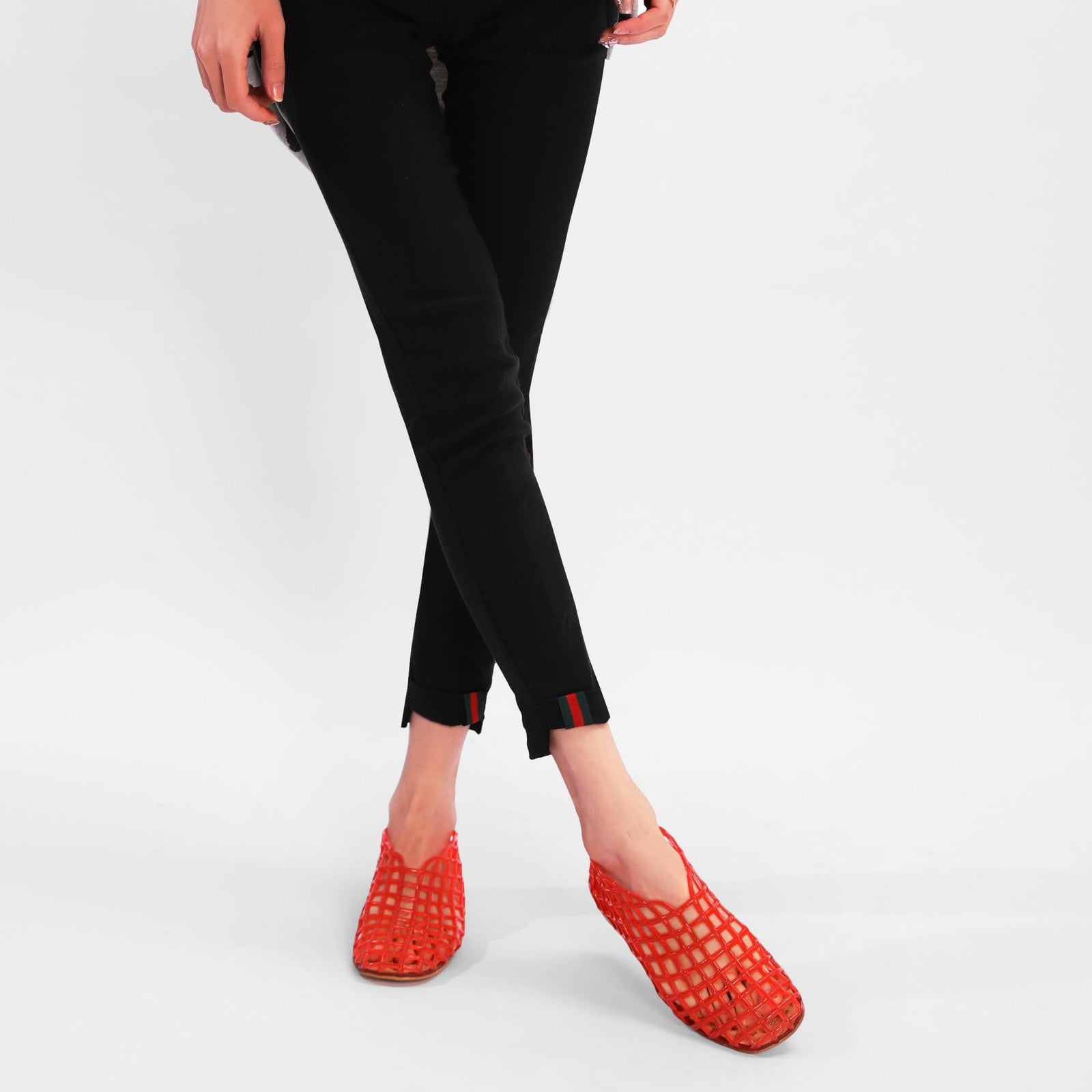 Molozoey Women's Jelly Mesh Ballet Flats, Closed Toe, Red, Size 9