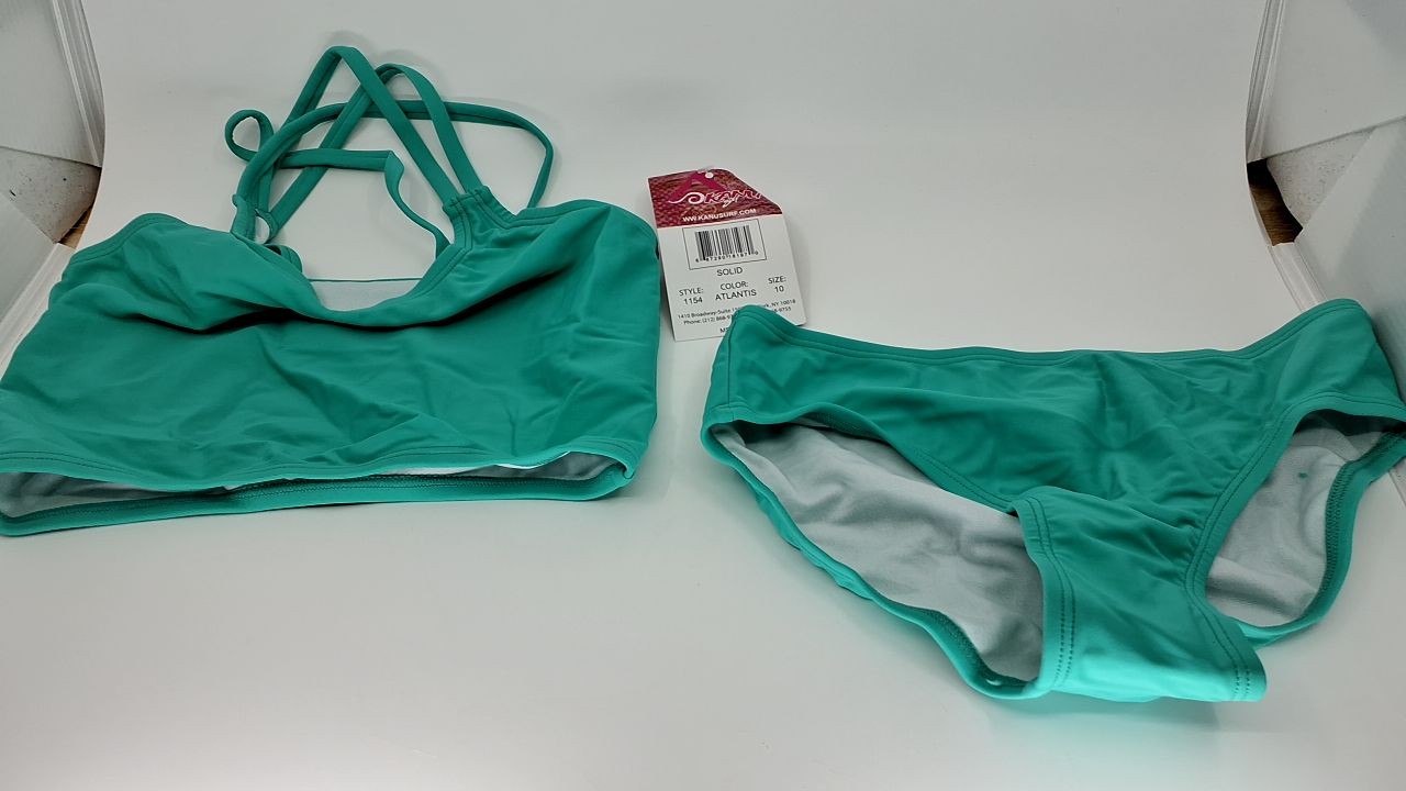 Kanu Surf Girls Waverly Tankini 2-Piece Swimsuit, Solid Atlantis, Size 10