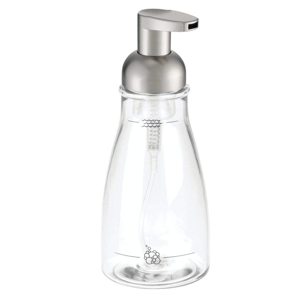 14 Oz Foaming Soap Dispenser, Clear/Brushed Nickel, Kitchen & Bath Use