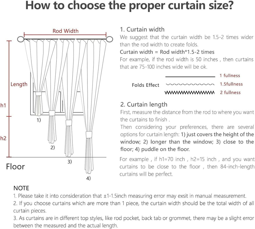 Light Filtering Faux Linen Curtains 52W x 96L 2 Panels Rod Pocket