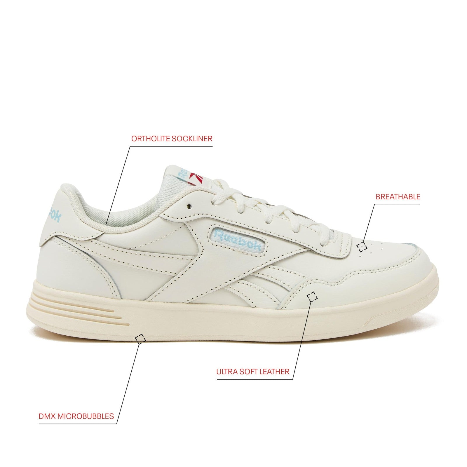Reebok Court Advance Womens Sneakers Size 8 White Chalk/Blue Pearl/Red
