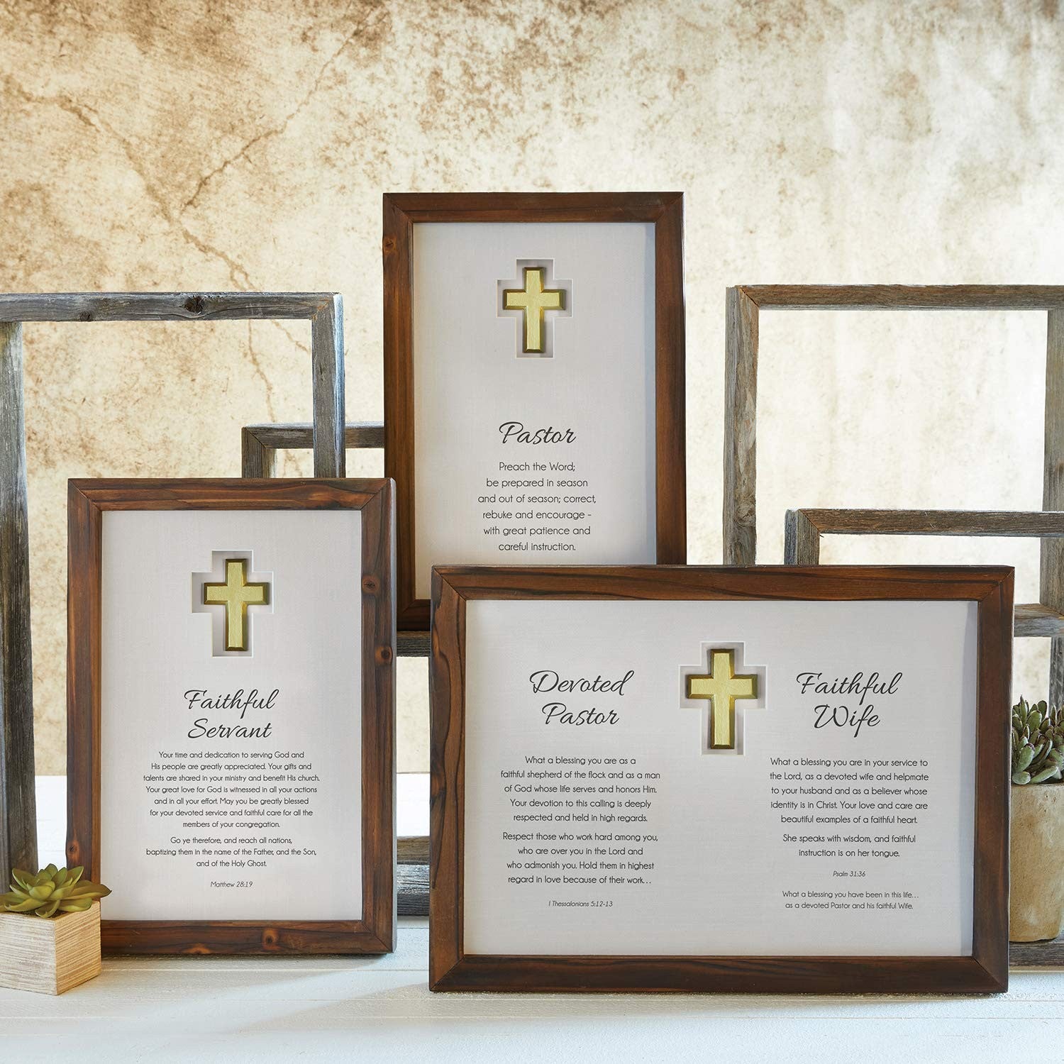 Inspirational Wall Art, 9x13 In, Faithful Servant, White & Brown