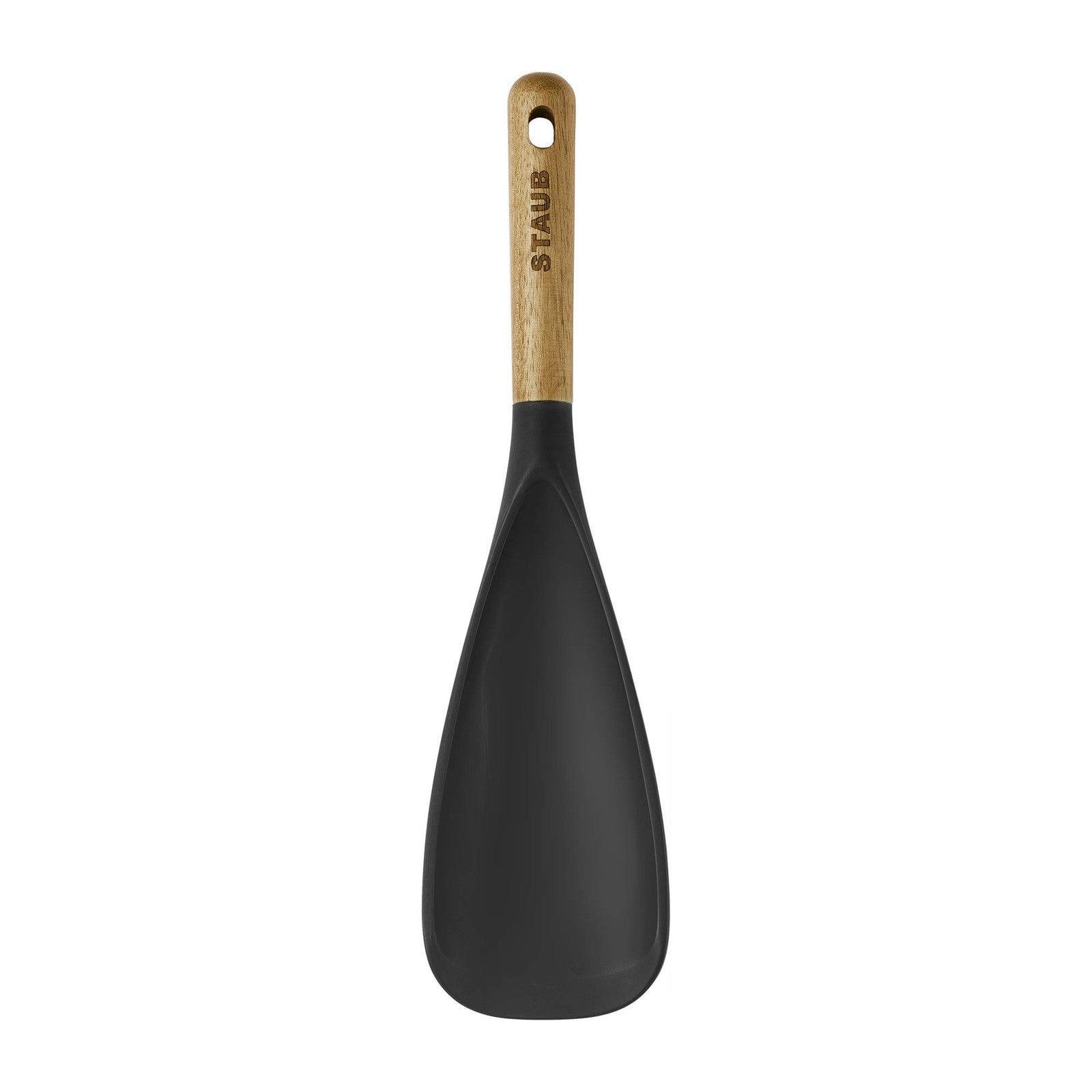 Matte Black Silicone Spatula Spoon, Cooking & Serving w/ Acacia Handle