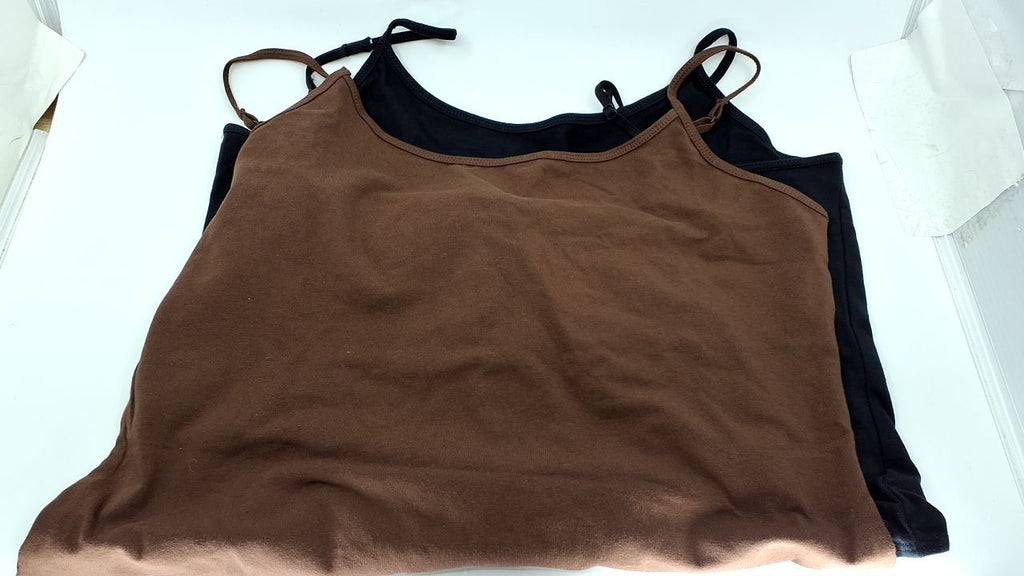 Amazon Essentials Women's Slim-Fit Cami Bodysuit, Pack of 2, Black/Brown, Large