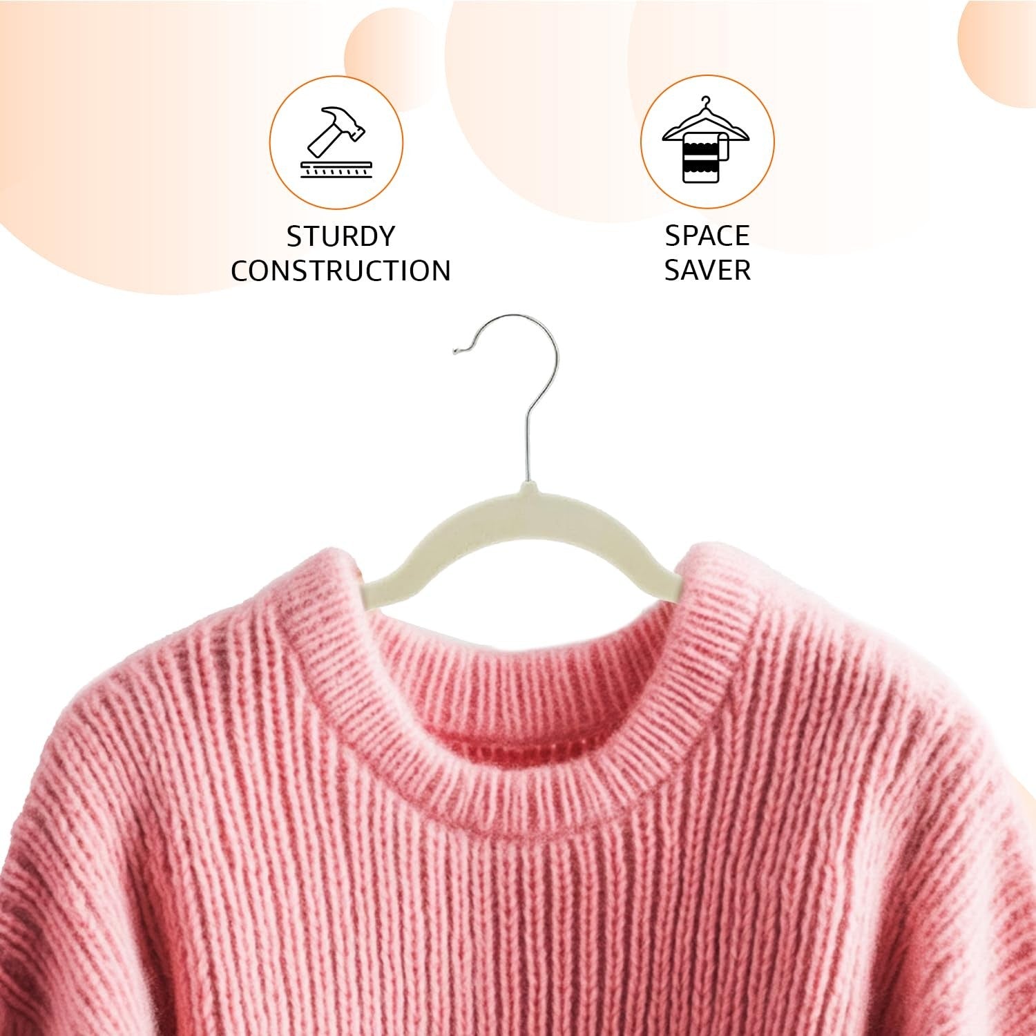 Ivory/Beige Velvet Suit Hangers 30 Pack Non-Slip Slim Design