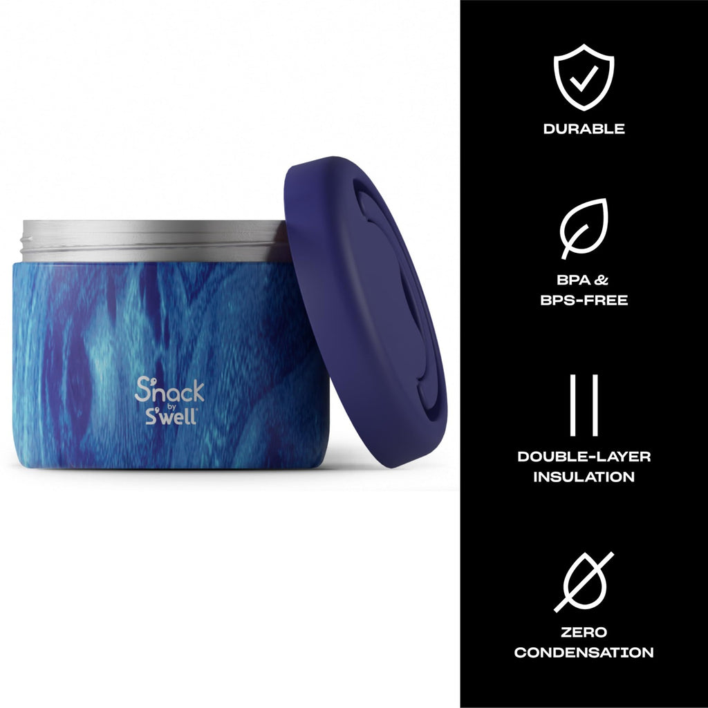 24 Oz Double-Layered Insulated Food Container Azure Forest Stainless Steel