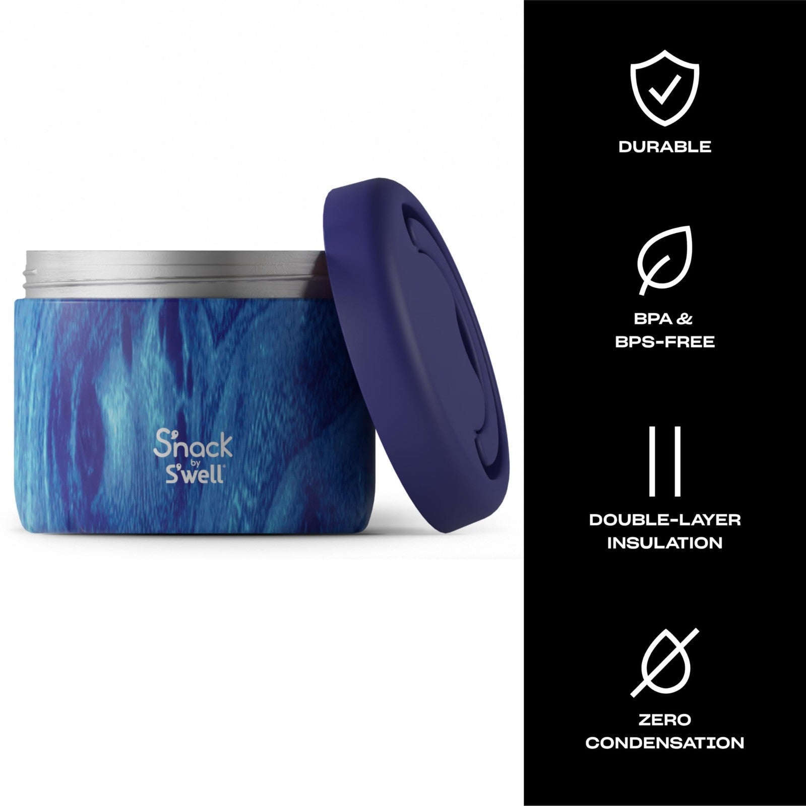 24 Oz Double-Layered Insulated Food Container Azure Forest Stainless Steel