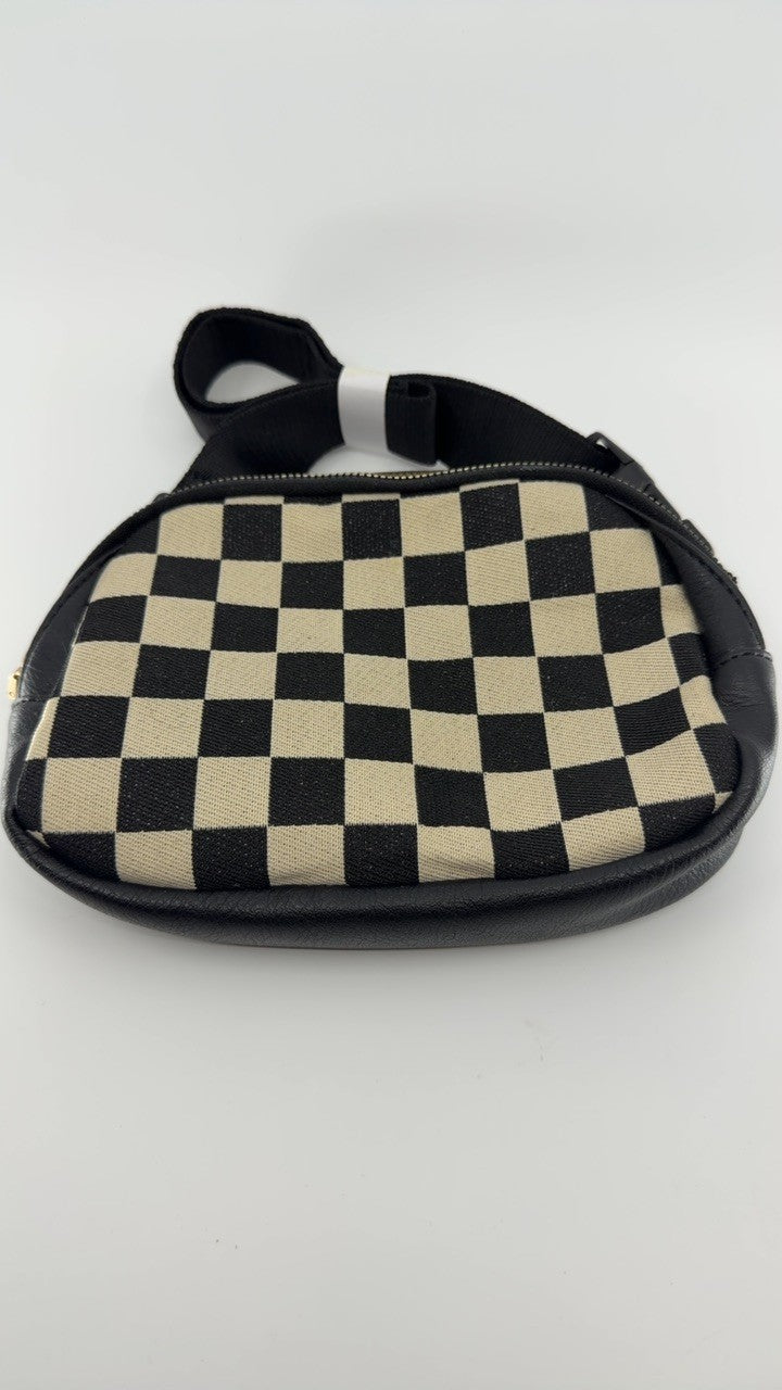 Alva Mixed Media Check Sling Belt Bum Bag