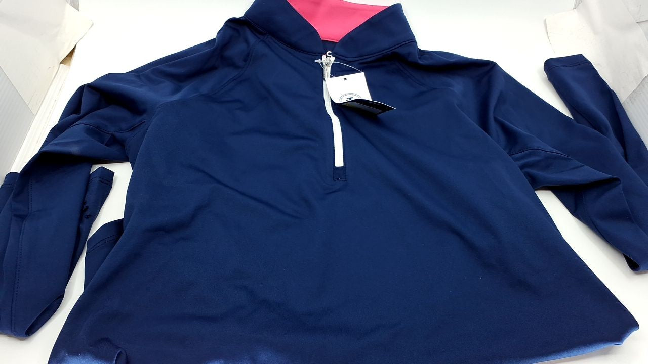 IZOD Women's Paloma Quarter Zip Pullover, Medieval Blue, Medium