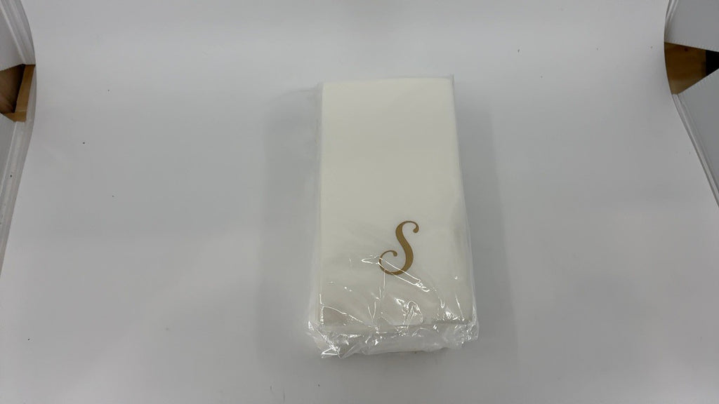 50 Count Linen-Feel Guest Towels, Gold S Cursive Paper Napkins 15.8 X 7.9 In