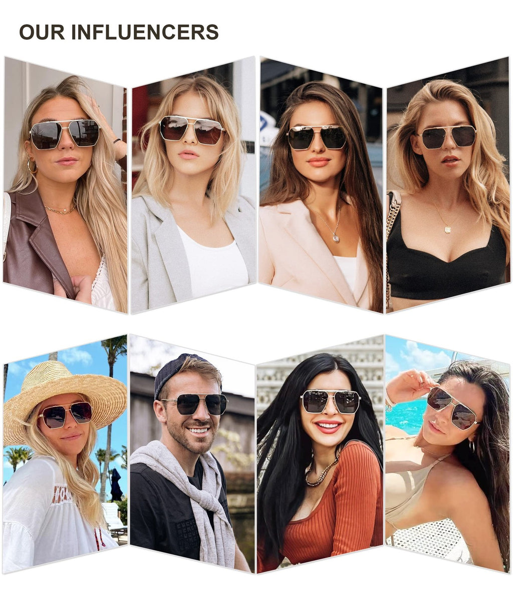 SOJOS Retro Oversized Square Polarized Sunglasses Gold/Black 60mm