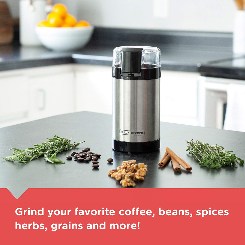 2/3 Cup Coffee Grinder, BLACK+DECKER, One Touch Control, Stainless Steel