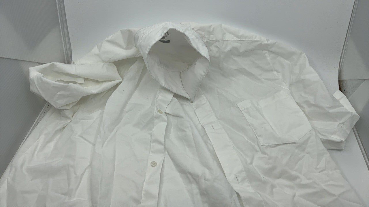 Boys White Short Sleeve Dress Shirt, 16 Husky, Poplin