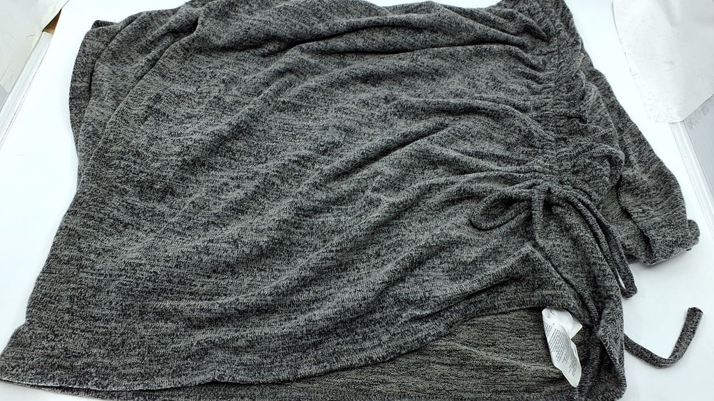 Knit Ruched Drawstring Dress M Grey Casual Summer Dolman Sleeves