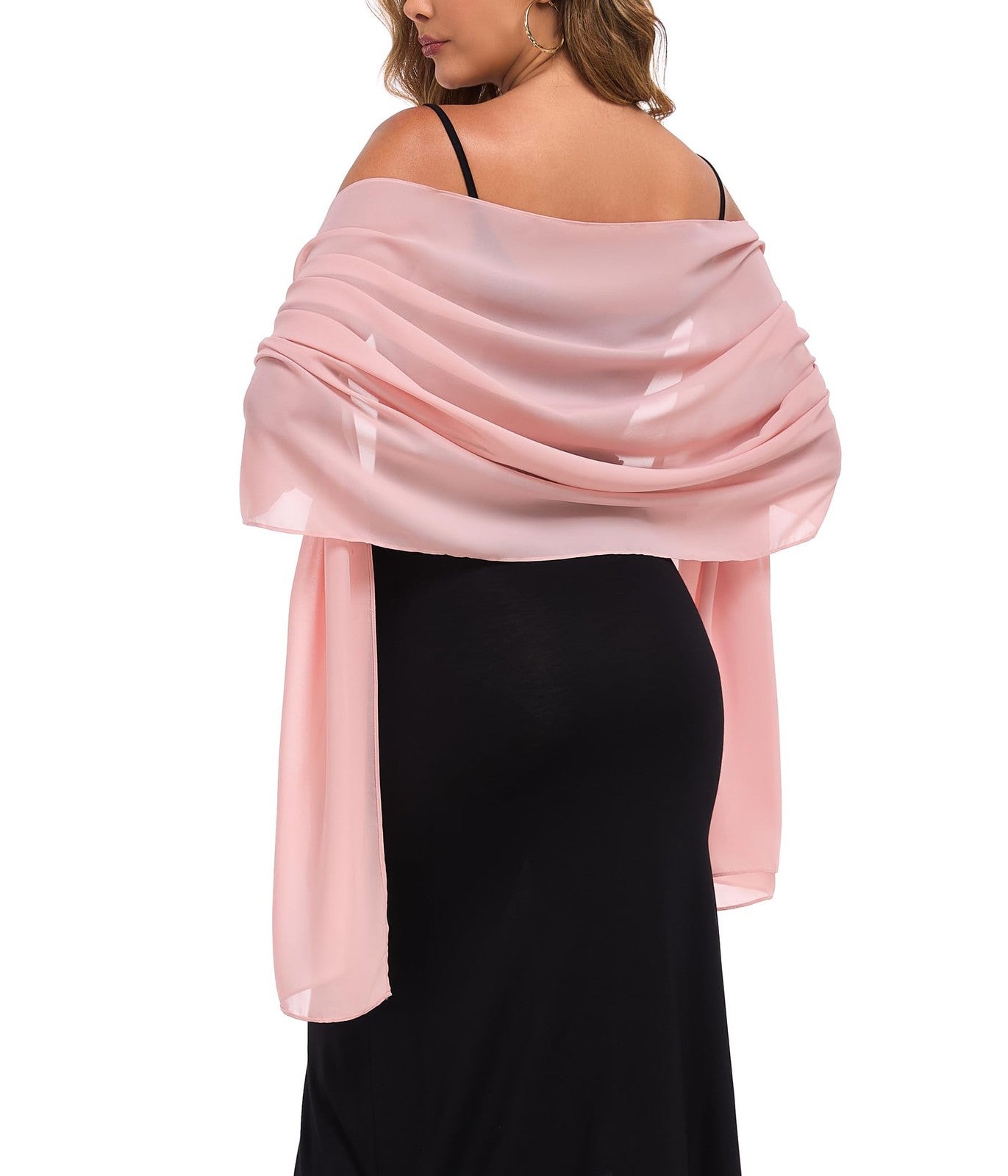 Blush Pink Chiffon Shawl Wrap 79x18 in for Weddings & Evenings
