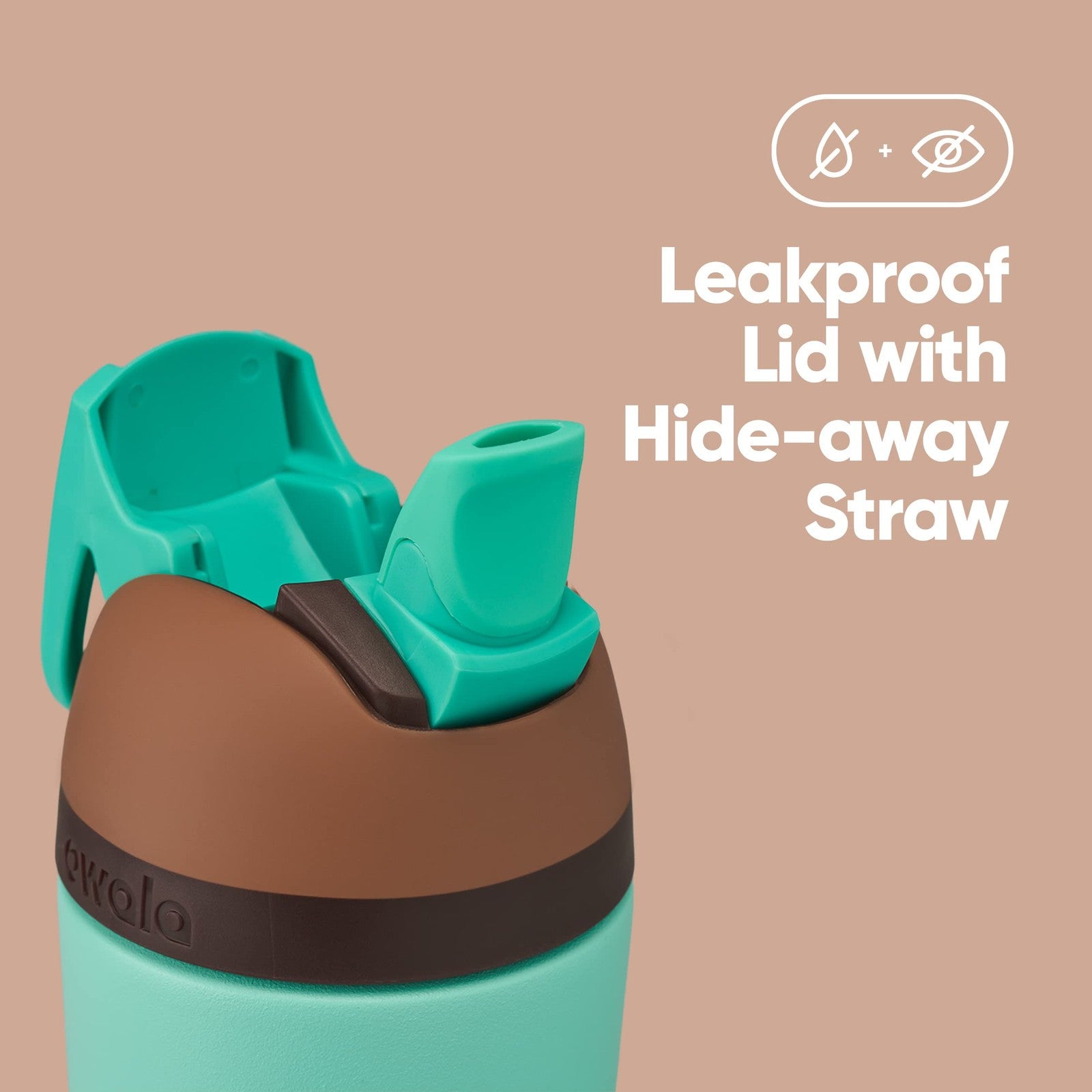 Owala 14oz Kids Flip Water Bottle w/ Straw & Locking Lid, Brown/Teal