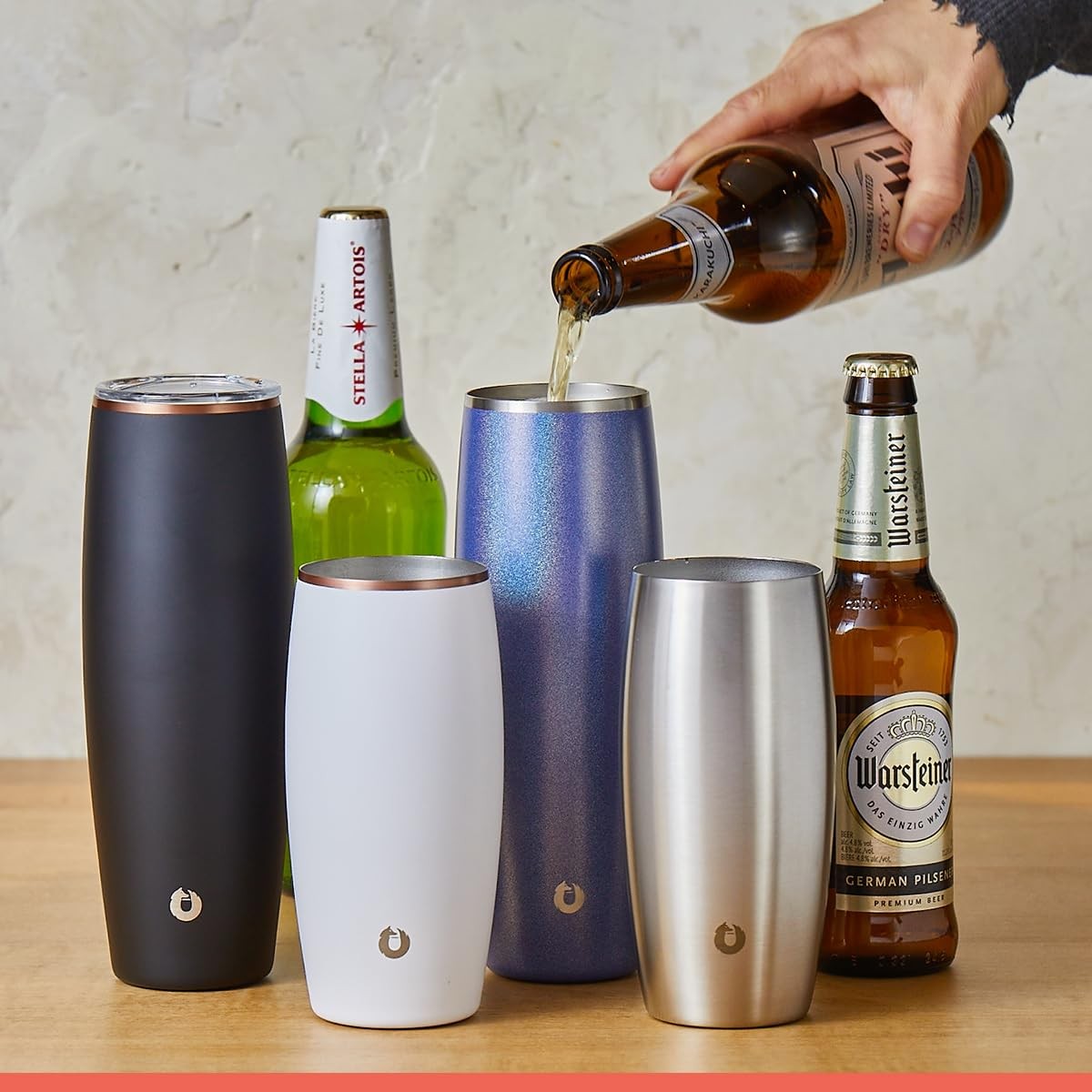 Elegant 23.9oz Stainless Steel Beer Glass - Vacuum Insulated, Lid Included