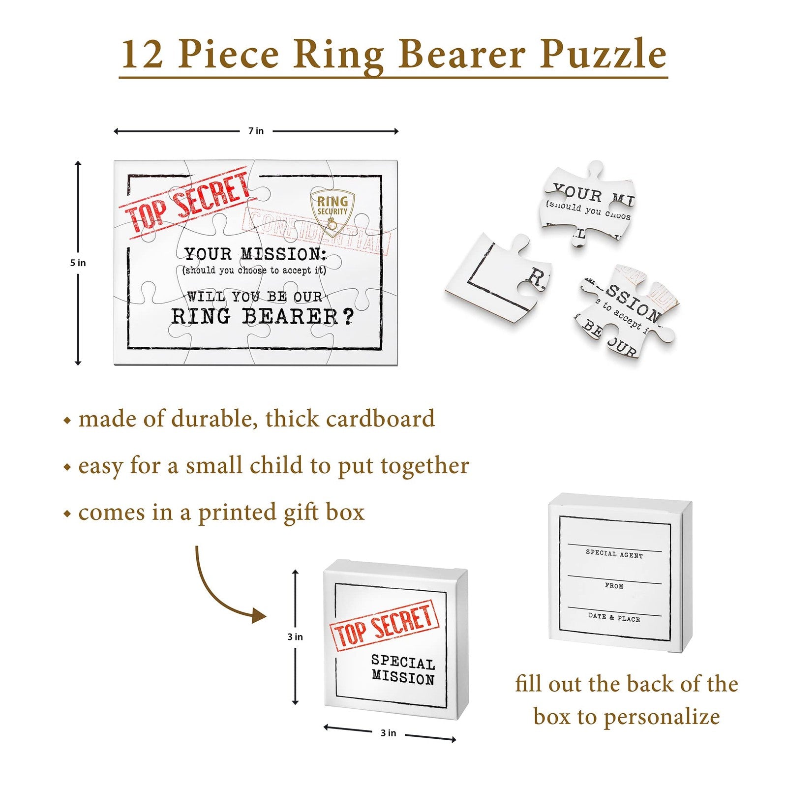 Ring Bearer Puzzle Gift, Will You Be Our Ring Bearer, White