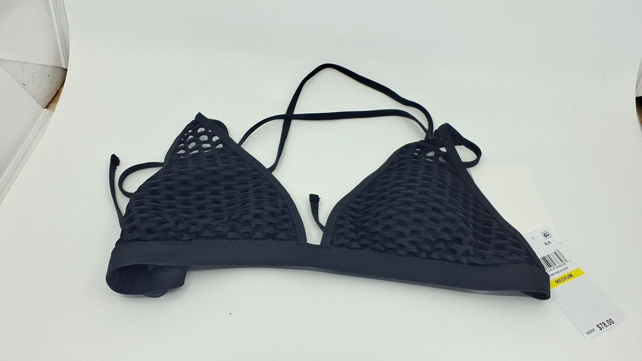 BECCA Castaway Halter Bikini Top Black, Medium, Adjustable, Swimwear