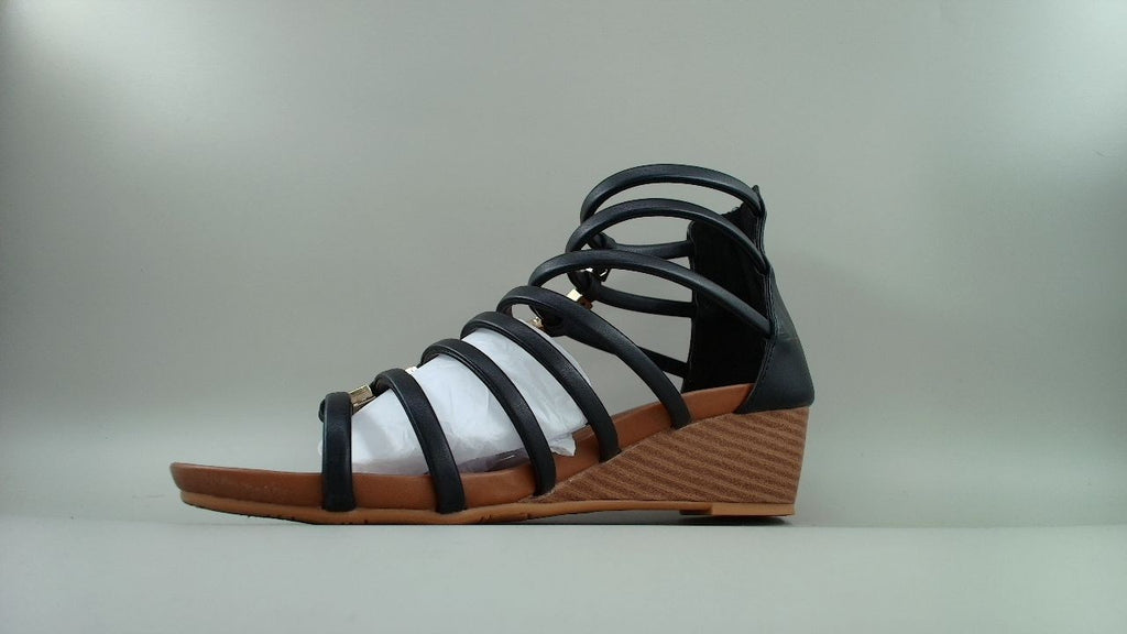STMAHER Womens Gladiator Sandals Zipper Strappy Wedge For girls Black Size 9/40