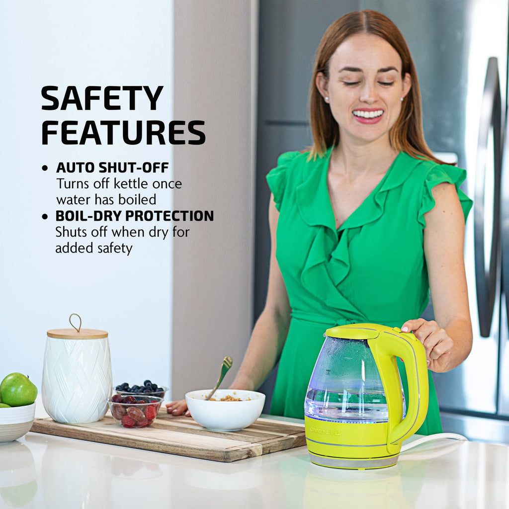 OVENTE 1.5L Electric Kettle Green w/ Auto Shut-Off & Removable Filter
