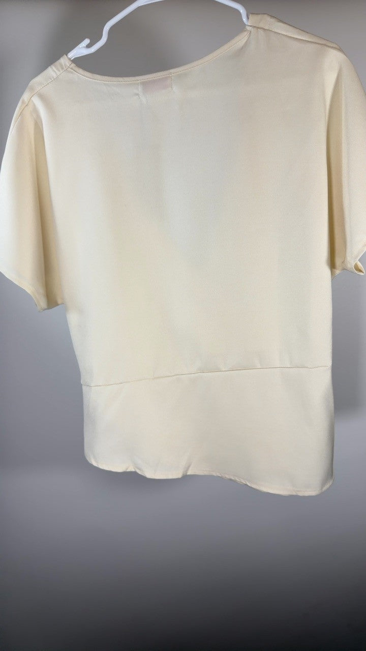 Full Size Surplice Short Sleeve Top and Pants Set Plus Size