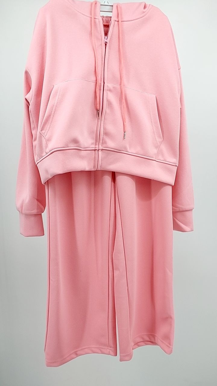Zip Up Drawstring Hoodie and Pants Set