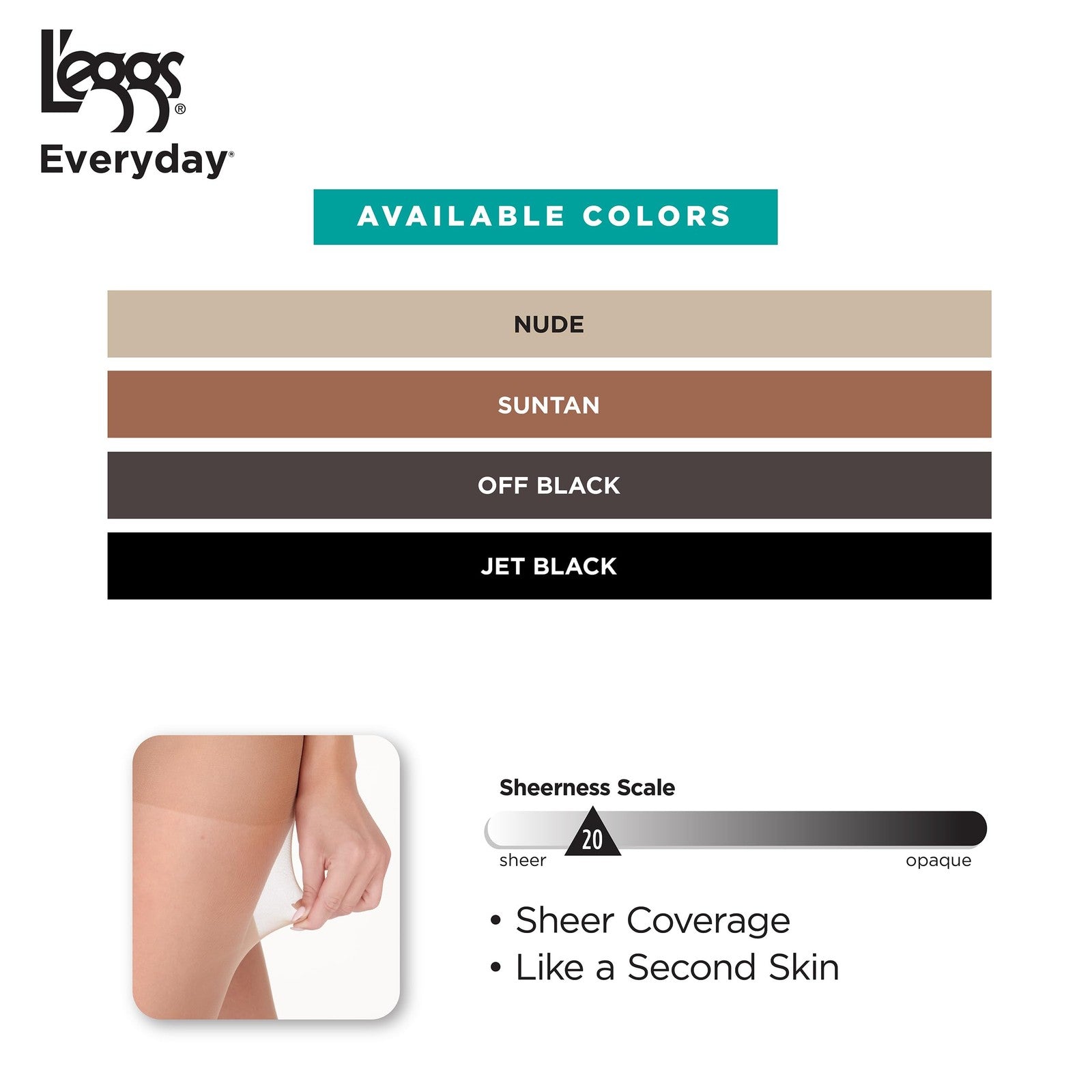 L'eggs Nylon Pantyhose, Sheer Toe, Size B, Suntan, 4 Pairs, Everyday Use