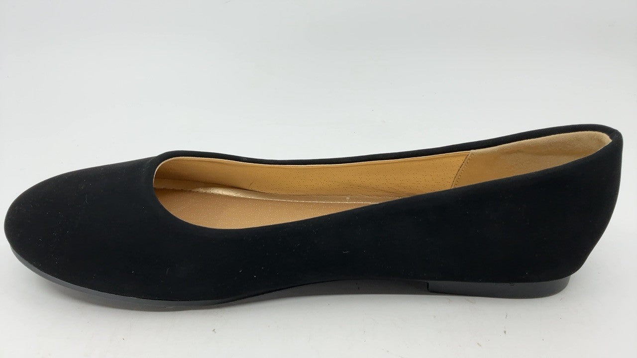 Black Nubuck Slip-On Flats for Girls, Size 6 Big Kid Dress Shoes